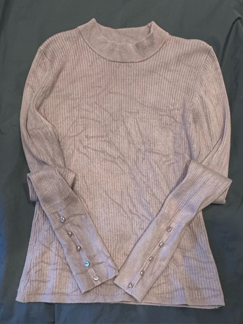 Guess Ribbed Mock Neck Sweater in Mauve-Taupe